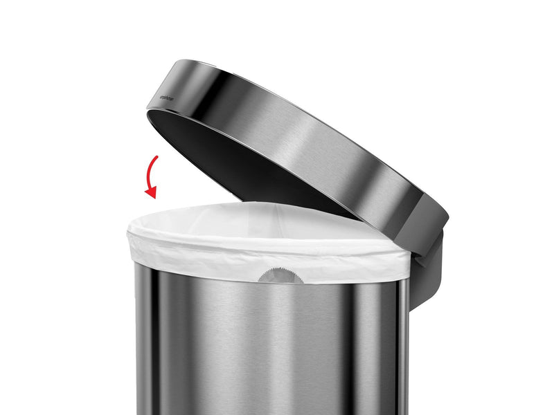 Simplehuman 60L halbrunder Pedalbehälter, gebürsteter Edelstahl