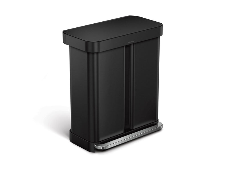 Simplehuman 58L (34/24), doppelter Pedalbehälter mit Liner-Tasche, schwarz