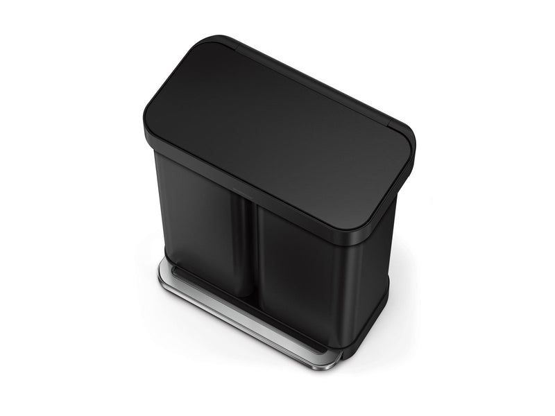 Simplehuman 58L (34/24), doppelter Pedalbehälter mit Liner-Tasche, schwarz
