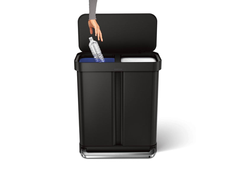 Simplehuman 58L (34/24), doppelter Pedalbehälter mit Liner-Tasche, schwarz