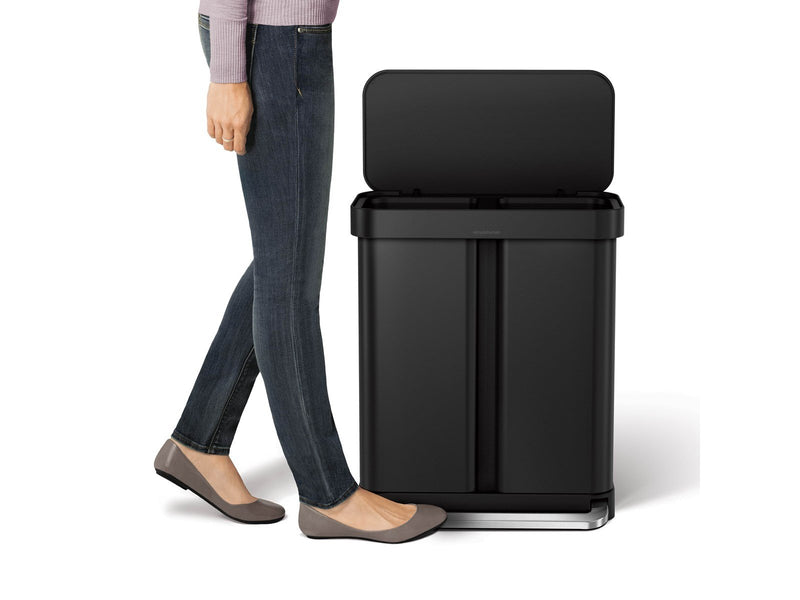 Simplehuman 58L (34/24), doppelter Pedalbehälter mit Liner-Tasche, schwarz