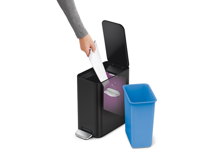 Simplehuman 5L schlanker Pedaleimer, schwarzer Edelstahl
