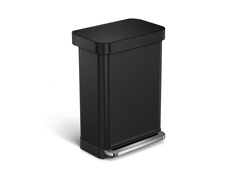 Simplehuman 55L rechteckiger Pedalbehälter mit Liner-Tasche, schwarz