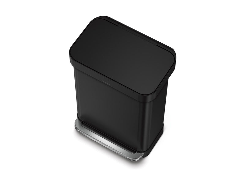 Simplehuman 55L rechteckiger Pedalbehälter mit Liner-Tasche, schwarz