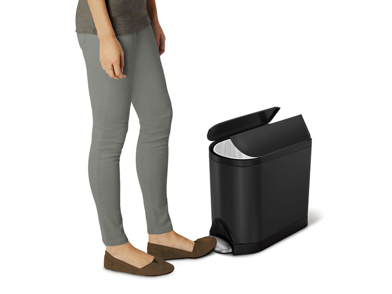 Simplehuman 10L Schmetterlings-Tretmülleimer, schwarz