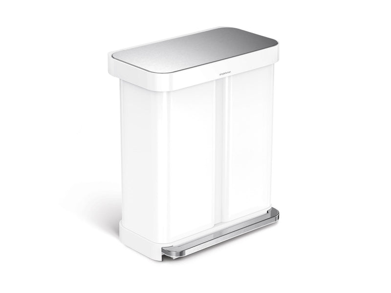 Simplehuman 58L (34/24), doppelter Pedalbehälter mit Liner-Tasche, weiß