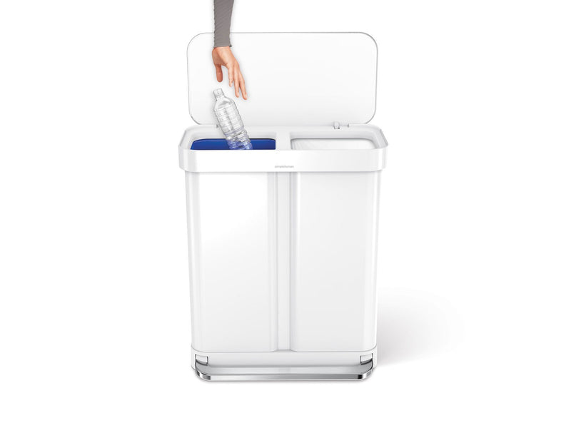 Simplehuman 58L (34/24), doppelter Pedalbehälter mit Liner-Tasche, weiß