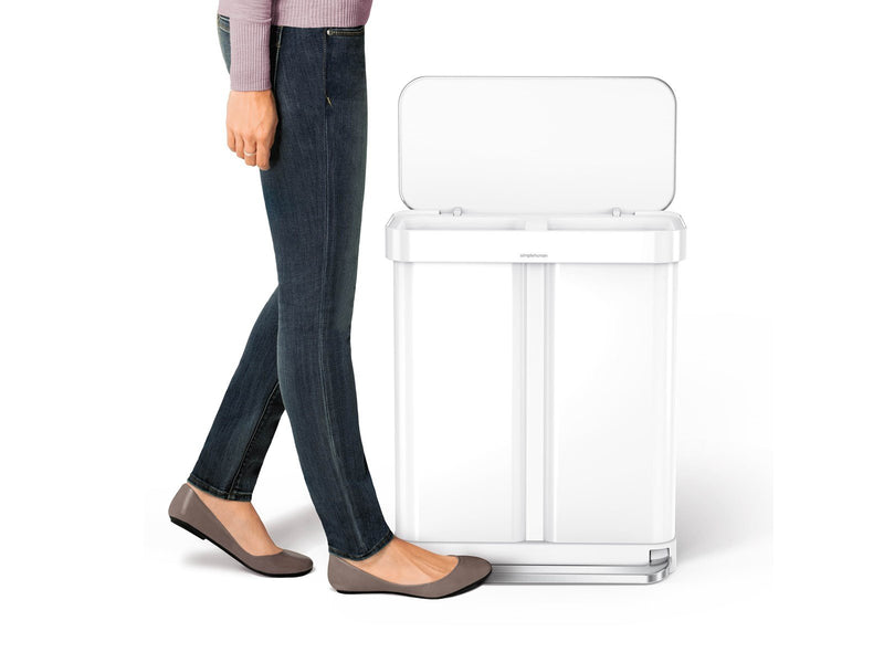 Simplehuman 58L (34/24), doppelter Pedalbehälter mit Liner-Tasche, weiß