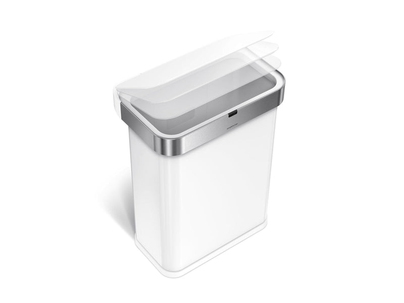 Simplehuman 58L rechteckiger Sensor-Mülleimer mit Sprachsteuerung, weiß