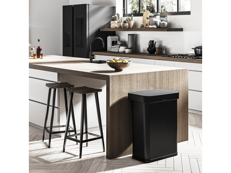 Simplehuman 58L rechteckiger Sensor-Mülleimer mit Sprachsteuerung, schwarz