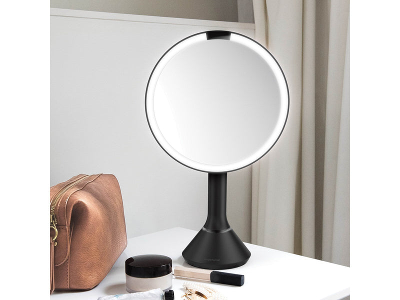 Simplehuman Sensor-Spiegel mit Touch-Control-Helligkeit und doppelter Lichtfunktion, schwarz