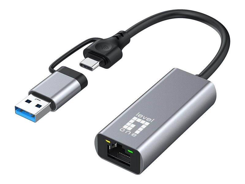 LevelOne - network adapter - USB-C 3.2 Gen 1 / USB-A 3.2 Gen 1 - 10M/100M/1G/2.5 Gigabit Ethernet