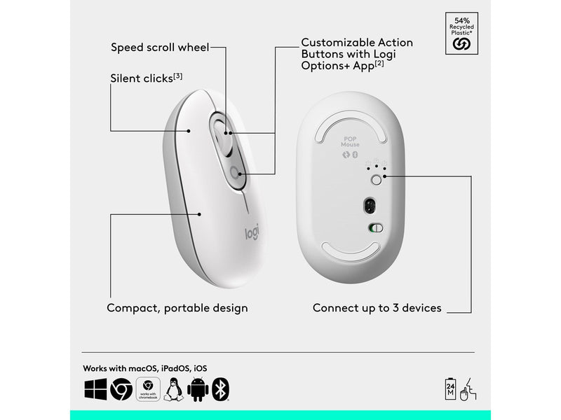 Logitech POP Mouse with Emoji - Off-White - Maus (Weiß)