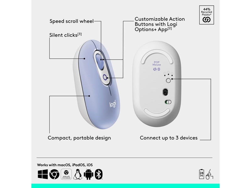 Logitech POP Mouse with Emoji - Lilac - Maus (Lila)