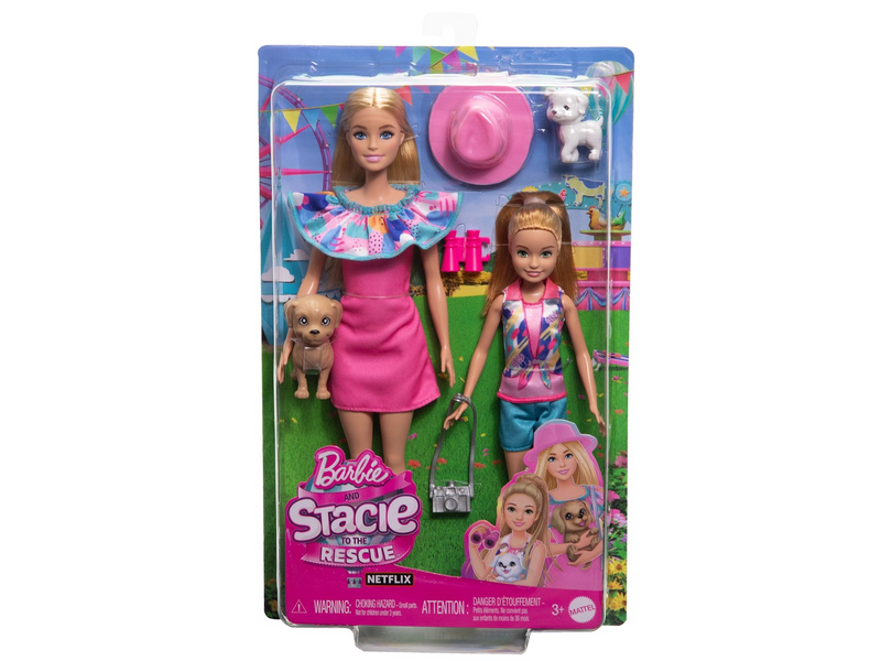 Barbie And Stacie Sister Doll Set with 2 Pet Dogs