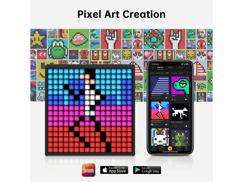 Divoom - Timebox-Evo Pixel Art Speaker 16x16 DIY LED Display Alarm Clock Box - Wecker