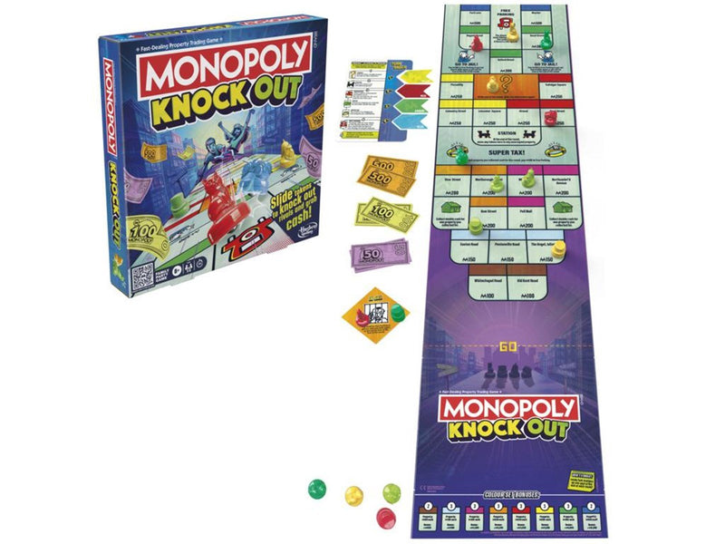 Hasbro Monopoly Knockout Family Party Game Quick-Playing Board Games for Ages 8+ 2-8 Players 20 Mins.