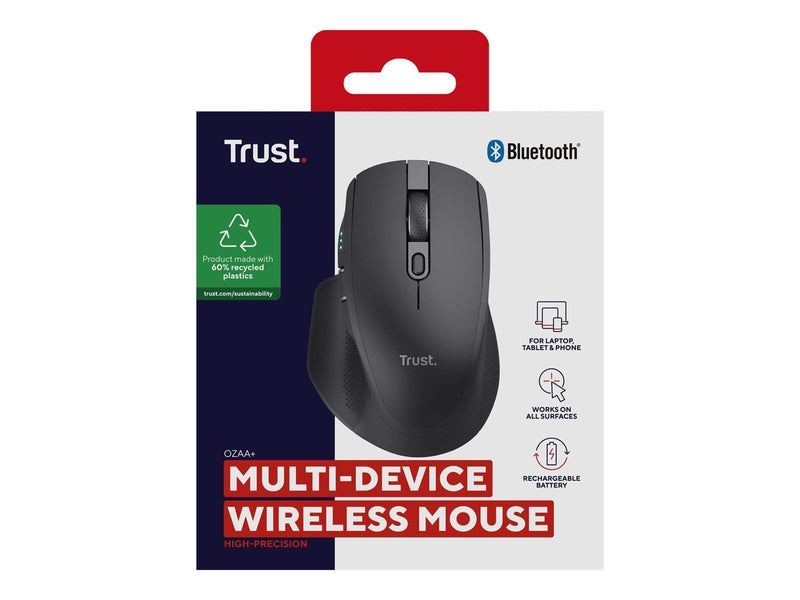 Trust Ozaa+ - mouse - multi-device - Bluetooth 2.4 GHz - black - Maus (Schwarz)