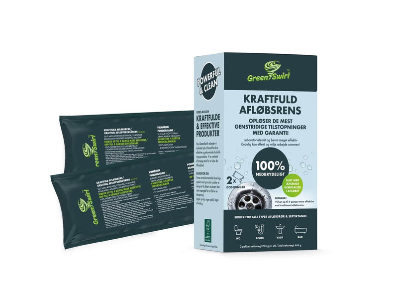 GreenSwirl Powerful drain cleaner - 2 dosing bags of 233 g