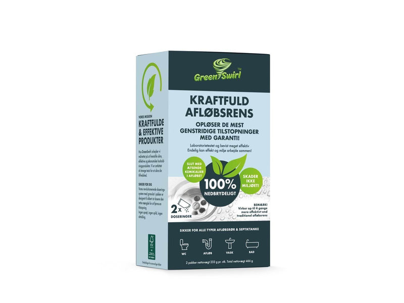 GreenSwirl Powerful drain cleaner - 2 dosing bags of 233 g