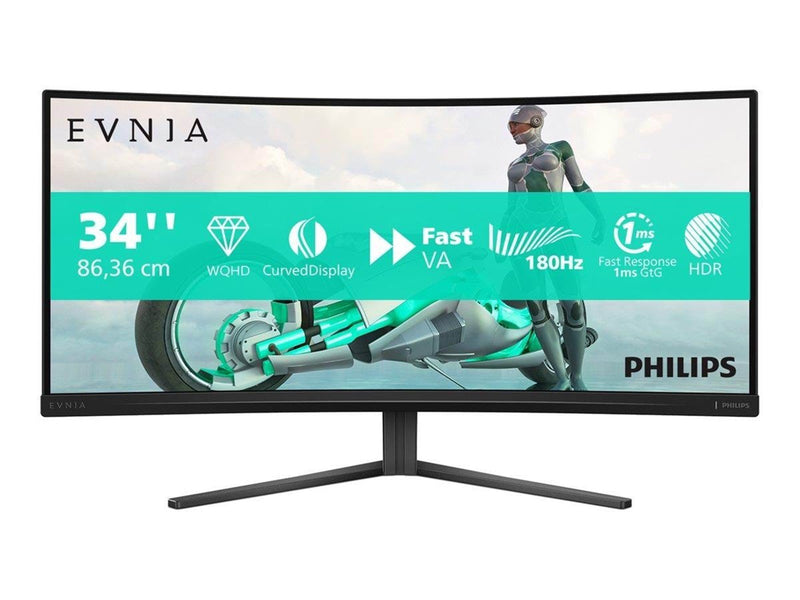 34" Philips Evnia 3000 - 3440x1440 (UWQHD) - 180Hz - Fast VA - HDR10 - Curved