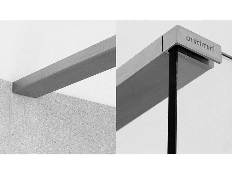 Unidrain GlassLine top rail Right Brushed steel