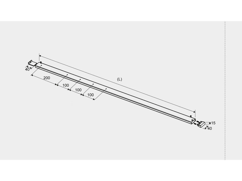 Unidrain GlassLine top rail Right Brushed steel
