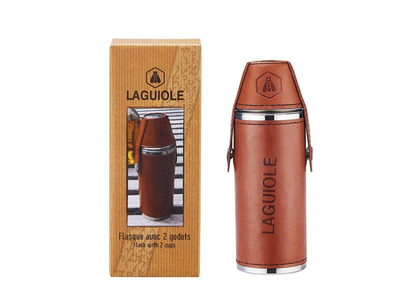 Laguiole Bottle in Stainless Steel - 24 cl - Brown w/2 Glass