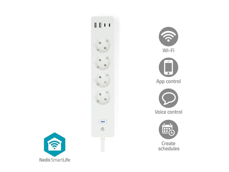 Nedis SmartLife Socket Wi-Fim Hybrid (CEE 7/7) / USB-A / USB-C 16 A 3680 W 2 m White