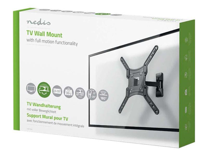 Nedis TVWM1430BK bracket - full-motion - for TV - black 30 kg 55" 100 x 100 mm