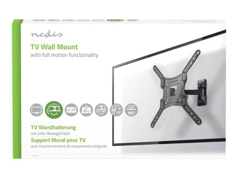 Nedis TVWM1430BK bracket - full-motion - for TV - black 30 kg 55" 100 x 100 mm