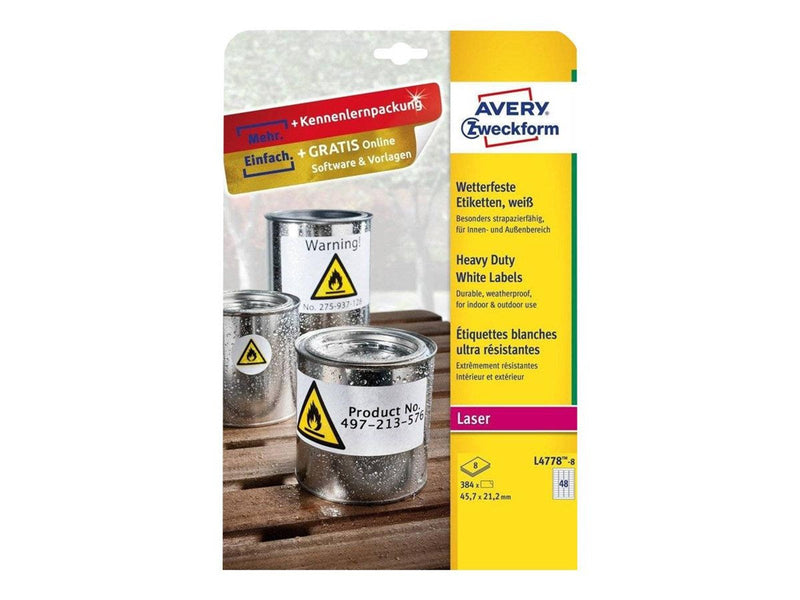 Avery Zweckform L4778-8 - labels - 384 label(s) - 45.7 x 21.2 mm