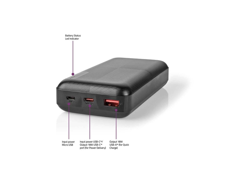 Nedis UPBKPD20000BK power bank Powerbank (Akku) - schwarz - 20000 mAh