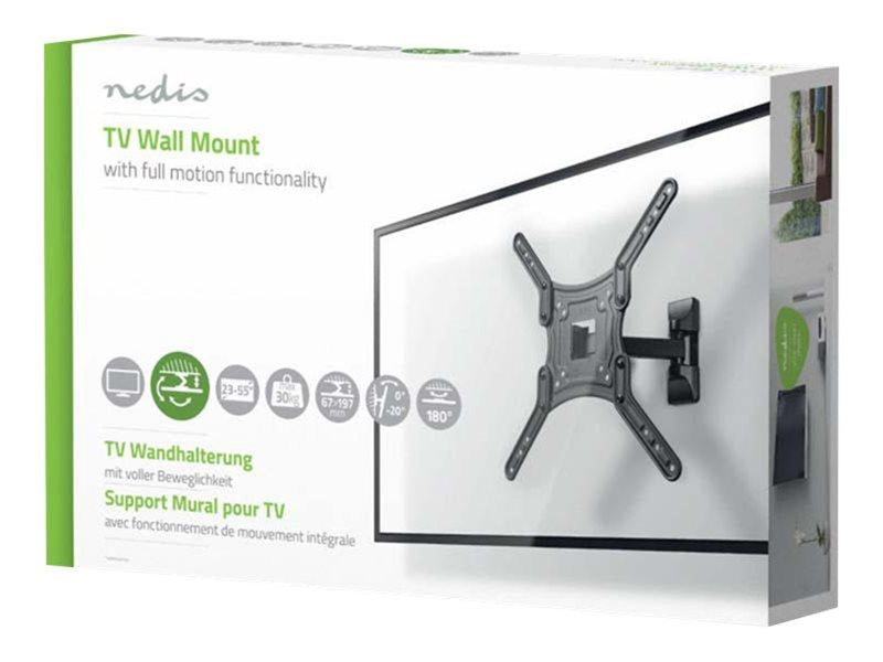 Nedis TVWM1450BK bracket - full-motion - for TV - black 35 kg 70" 100 x 100 mm
