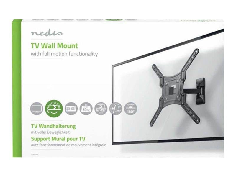 Nedis TVWM1450BK bracket - full-motion - for TV - black 35 kg 70" 100 x 100 mm