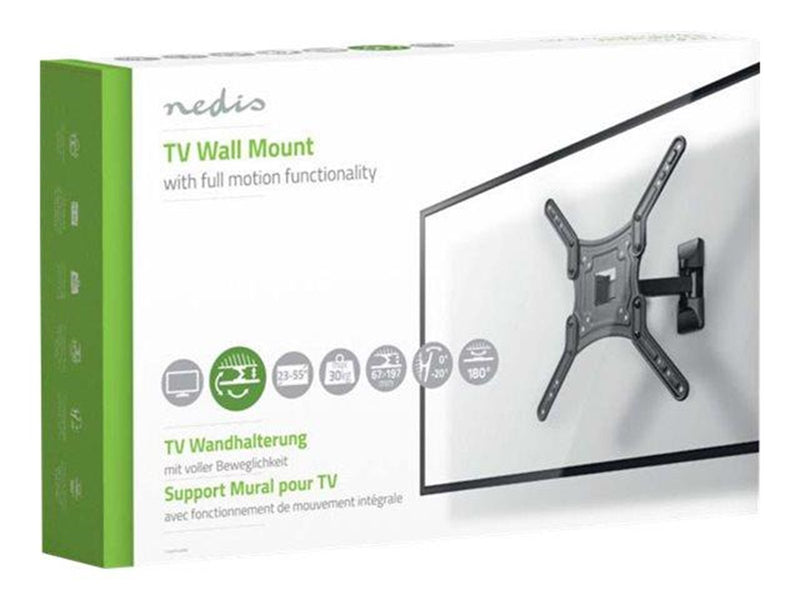 Nedis TVWM1450BK bracket - full-motion - for TV - black 35 kg 70" 100 x 100 mm
