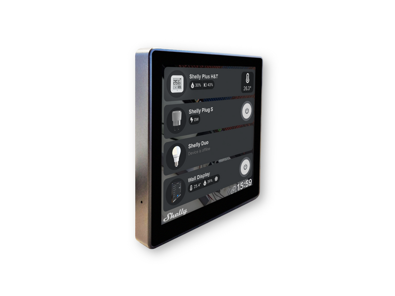 Shelly Wall Display Black + BLU H&T Black - WiFi touch screen