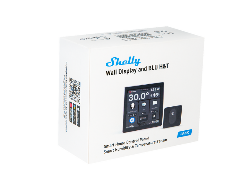 Shelly Wall Display Black + BLU H&T Black - WiFi touch screen