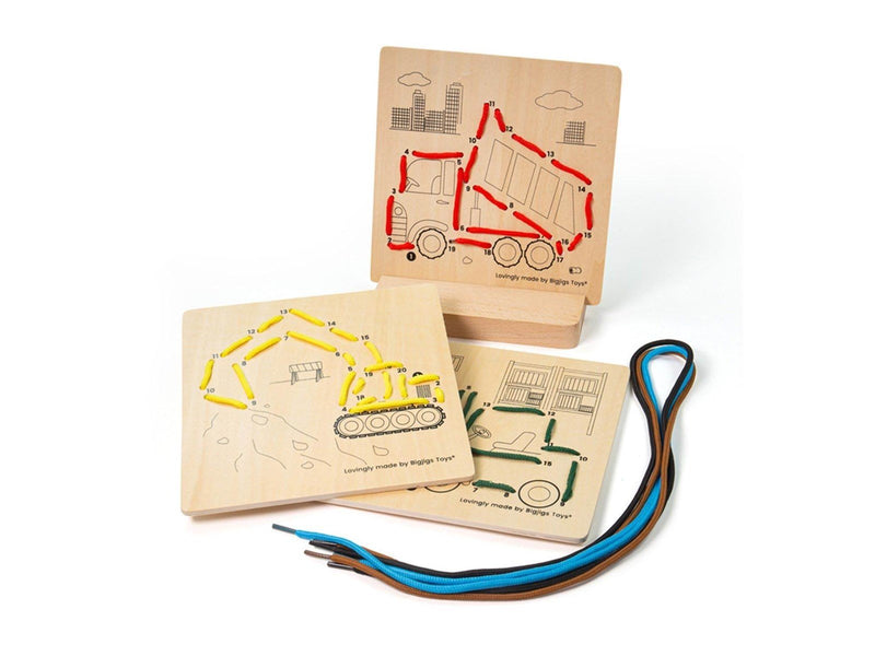 Bigjigs Wooden Puzzle by Numbers - Construction 8 pieces. Holz