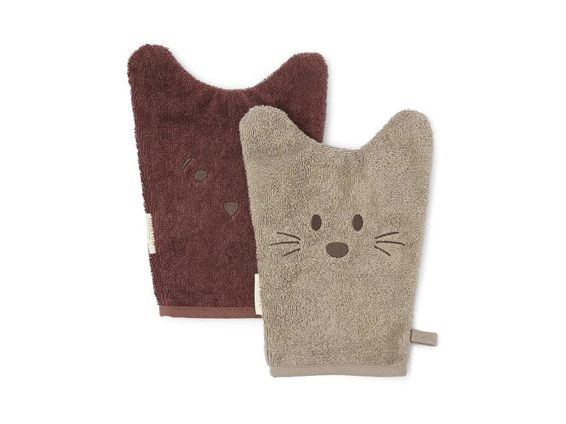 Nuuroo Agnes washing cloth 2-pack  - Cobblestone/Mahogany