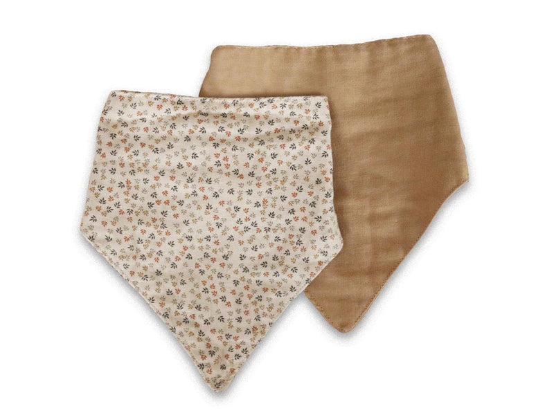 Nuuroo Villads muslin bib 2-pack - Mix leaf / Iced coffee