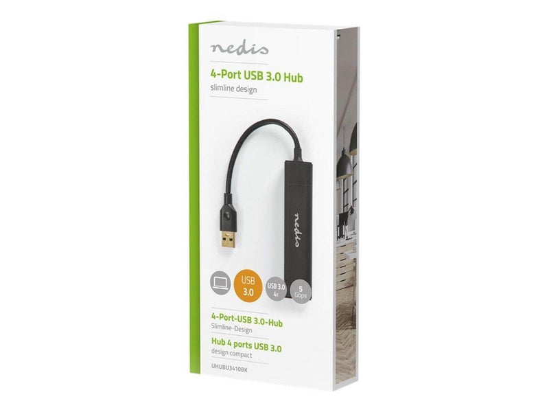 Nedis UHUBU3410BK - hub - 4 ports USB-Hubs - USB 3.2 - 4 - Schwarz