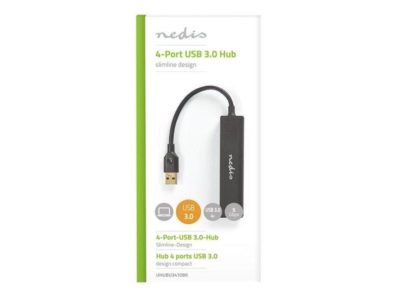 Nedis UHUBU3410BK - hub - 4 ports USB-Hubs - USB 3.2 - 4 - Schwarz