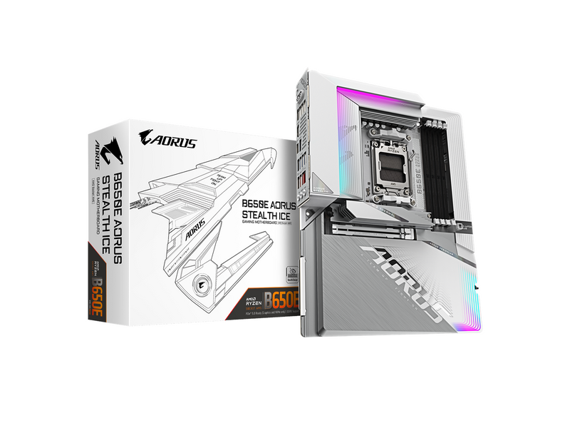 GIGABYTE B650E AORUS STEALTH ICE Mainboard - AMD B650 - AMD AM5 socket - DDR5 RAM - ATX