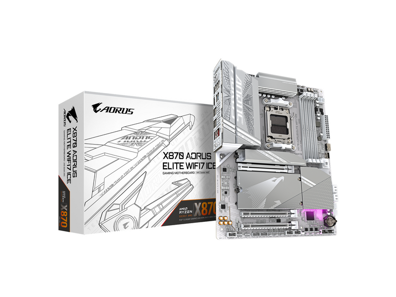 GIGABYTE X870 AORUS ELITE WIFI7 ICE Mainboard - AMD X870 - AMD AM5 socket - DDR5 RAM - ATX