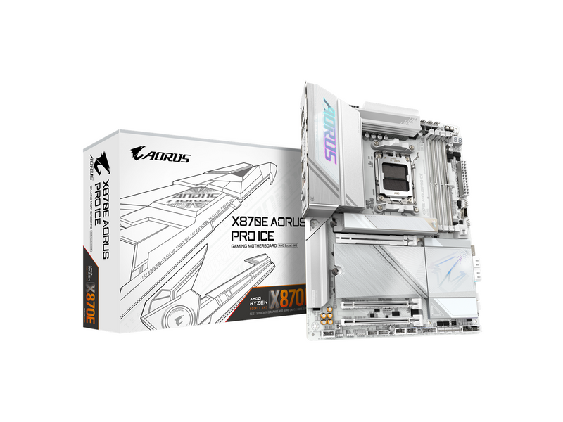 GIGABYTE X870E AORUS PRO ICE Mainboard - AMD X870E - AMD AM5 socket - DDR5 RAM - ATX