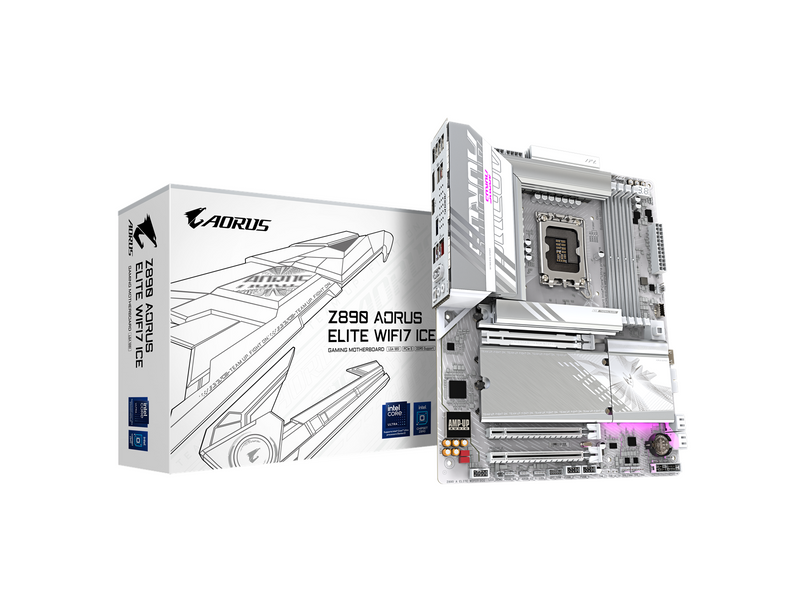 GIGABYTE Z890 AORUS ELITE WIFI7 ICE Mainboard - Intel Z890 - Intel LGA1851 socket - DDR5 RAM - ATX