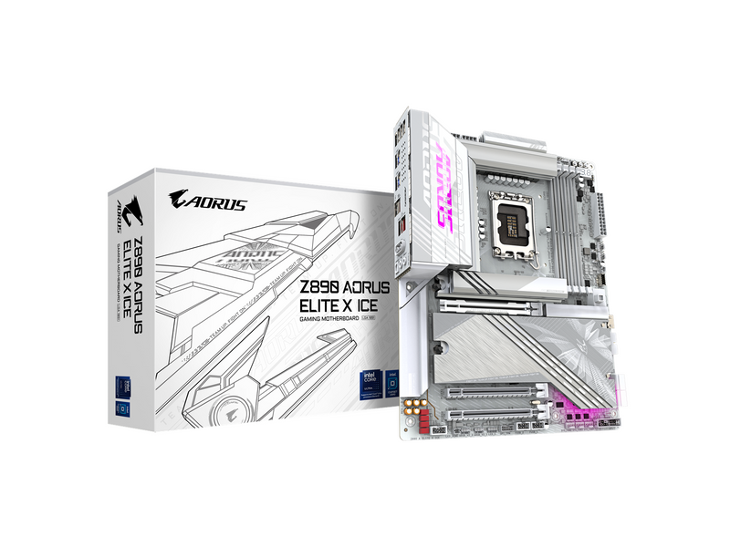 GIGABYTE Z890 AORUS ELITE X ICE Mainboard - Intel Z890 - Intel LGA1851 socket - DDR5 RAM - ATX
