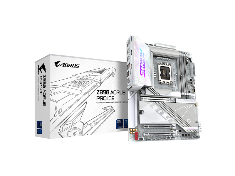 GIGABYTE Z890 AORUS PRO ICE Mainboard - Intel Z890 - Intel LGA1851 socket - DDR5 RAM - ATX