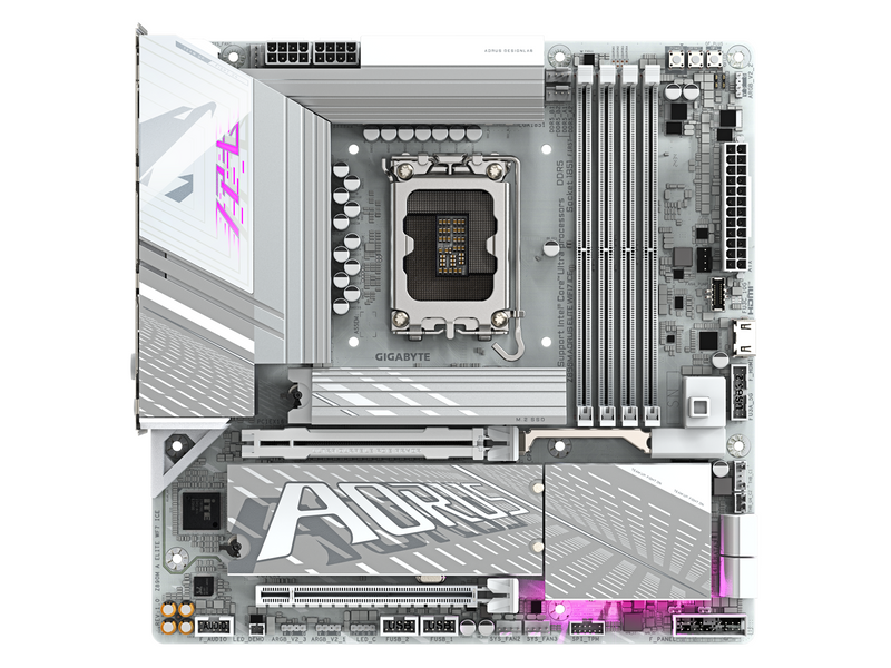 GIGABYTE Z890M AORUS ELITE WIFI7 ICE Mainboard - Intel Z890 - Intel LGA1851 socket - DDR5 RAM - Micro-ATX